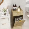 10 Gallon Tilt Out Trash Can Cabinet With Wave Textured Drawer - Oak - Image 13