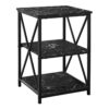 Accent Table, Side Marble Look Contemporary & Modern - Black - Image 2