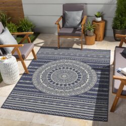 Sunshine - 7'10" X 10'3" Polyester, Indoor, Outdoor Area Rug - Blue