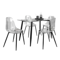 Clara - 5 Piece Contemporary Dining Set - Black / Clear