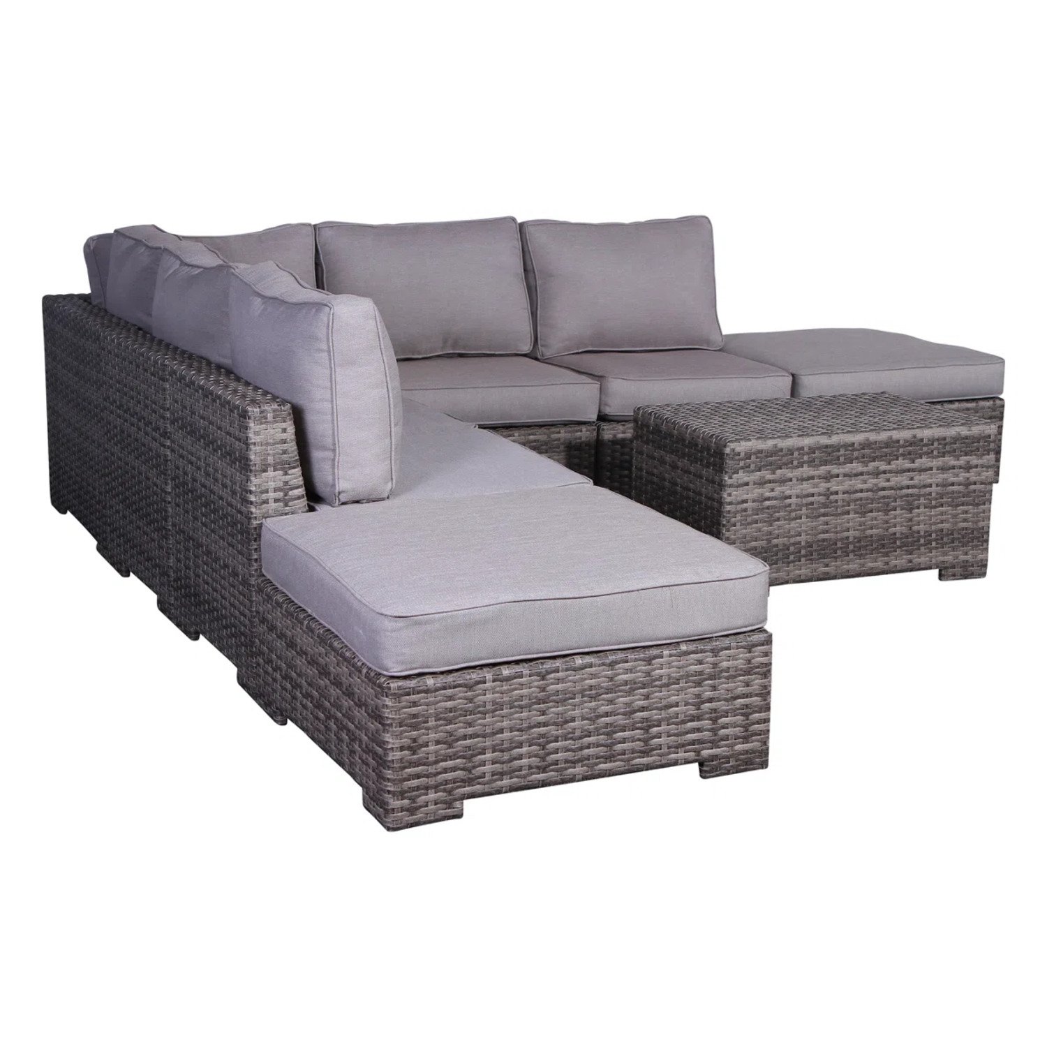 Outdoor 6 Person Wicker Seating Group With Cushions - Gray Mix - Image 7
