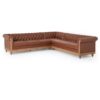 Comfy Large Sectional Sofa With Wooden Legs, Retro Style For Living Room - Light Brown - Image 2