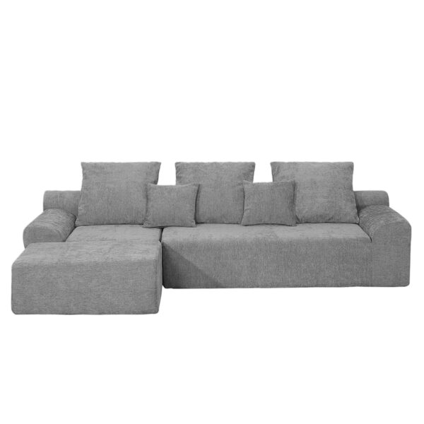 Modern L Shaped Sectional Sofa, Modular Velvet Couch With Adjustable Configurations - Gray