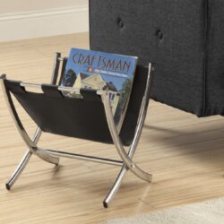 Magazine Rack Standing Organizer Storage Leather Look - Black