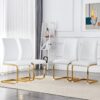 Luxury Simple Arch Chair (Set of 4) Material High Resilience Dining Chair With Arched Metal Leg - White / Gold - Image 2