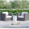 Outdoor Armchairs With Cushions (Set of 2) - Espresso / Gray - Image 2
