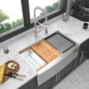 Farmhouse Style 30" Kitchen Workstation Sink Stainless Steel Apron Front - Brushed Nickel - Image 2