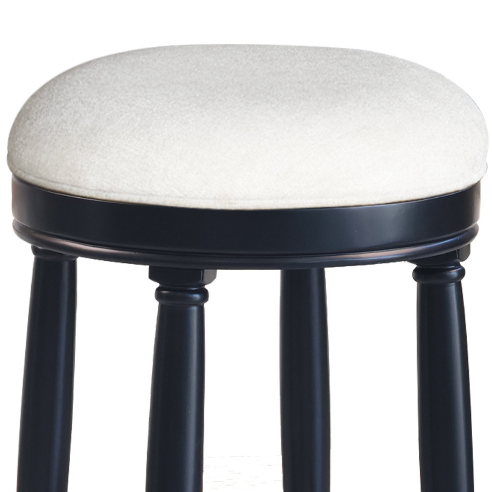 360° Swivel Wooden Barstools, 26" Counter Height (Set of 2) With Fabric Upholstered Seat - Black - Image 6