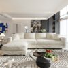 Plush Corduroy 4 Seat Sofa, Modern Comfy Upholstered Sofa Cloud Couch, Deep Seat Couches With Soft Pillows And 2 Ottomans, Convertible Sofa Lounge Chair, For Living Room, Apartment, Office - Beige - Image 12