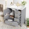 Bathroom Vanity With Sink, Soft Close Door, Handles Ample Storage - Gray - Image 5