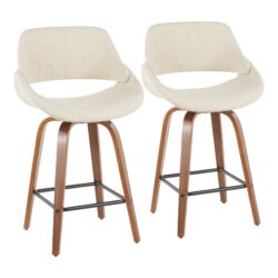 Fabrico - Mid-Century Modern, Counter Stool (Set of 2) - Walnut / Cream