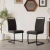 Modern Dining Chairs With High Back Upholstered Side And Metal Legs (Set of 2) - Black - Image 2