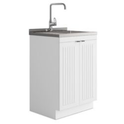 Murphy - Laundry Cabinet With Faucet And Stainless Steel Sink - White