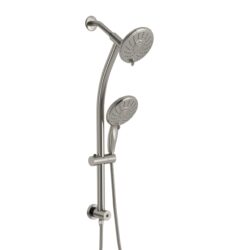 Dual Shower Head With Adjustable Slide Bar And Multi Function Settings - Brushed Nickel