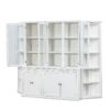 Retro Style Wall Suit With Glass Doors, 75.25" Tall Display Cabinets & Triangle Sided Bookshelves - White - Image 9
