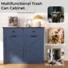 Double Tilt Out Trash Cabinet For 20 Gallon Trash Cans, Barn Door Laundry Sorter Cabinet - Antique Navy Blue - Image 6
