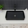 Rectangular Bathroom Vessel Sink With Design - Black - Image 4