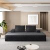 Multifunctional Convertible Sofa Bed With 2 Tumbler Backrests And 2 Pillows, Diy Modern Upholstered Couch - Dark Gray - Image 4