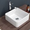 Elegant European Style Ceramic Square Vessel Bathroom Sink - White - Image 2