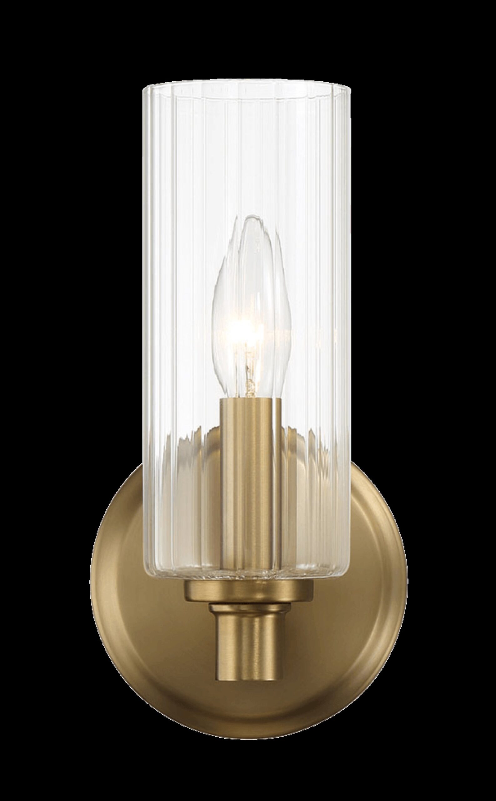 Jardin - Single Light Wall Sconce With Clear Ribbed Satin - Clear / Gold - Image 3