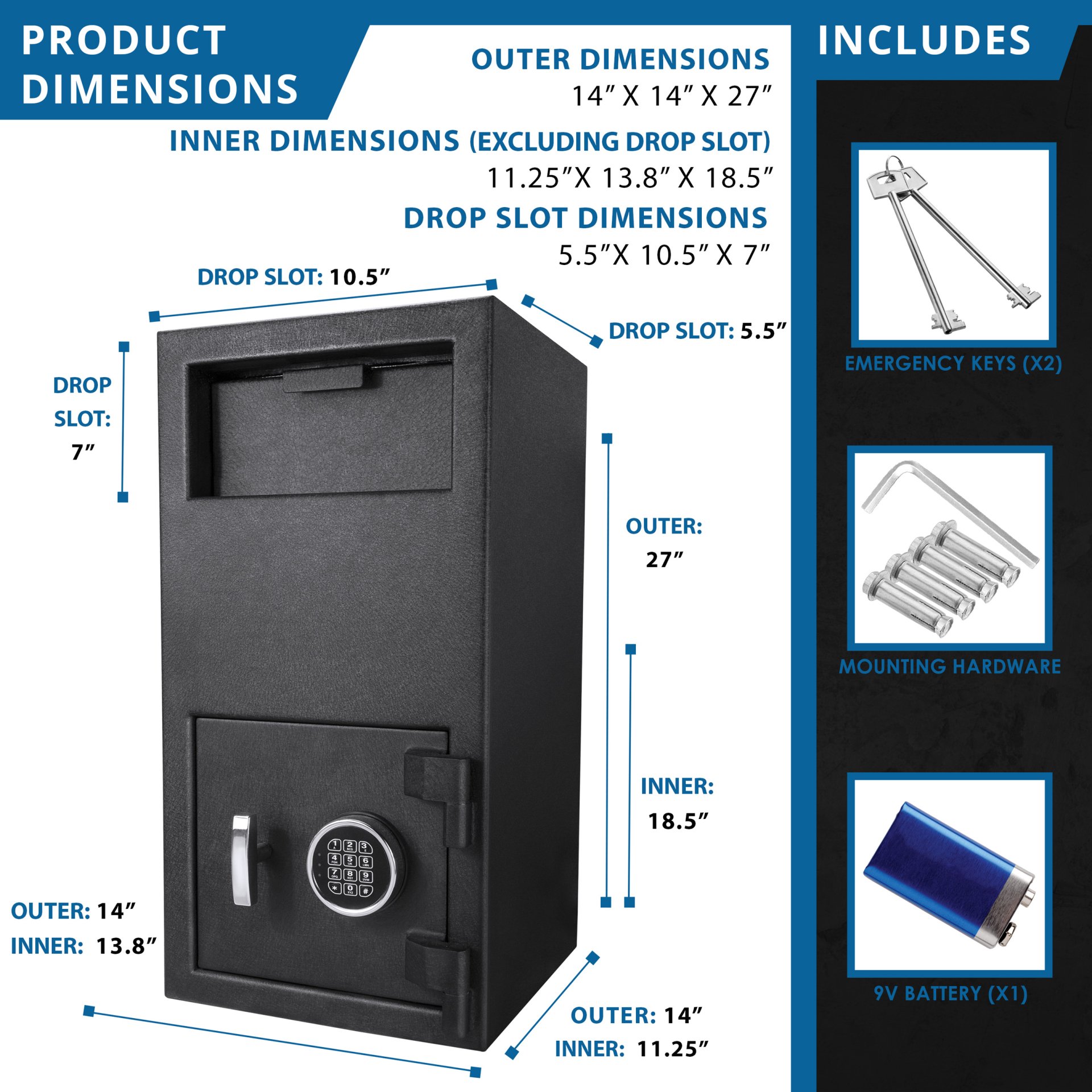 1 72 Cu Ft Keypad Depository Safe - Black - Image 3