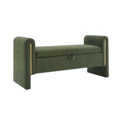 Modern Teddy Bed End Bench With Arms And Storage, Upholstered Large Foot Rest Stool, Comfy Window Vanity Bench For Living Room, Dorm, Coffee Table, Teddy - Olive Green