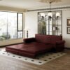 Pull Out Sofa Bed, 3 In 1 Convertible Sleeper Sofa With Nailhead Trim & Rolled Arm, Multi Functional Sofa Bed For Living Room, Bedroom, Apartment, Office - Burgundy - Image 5