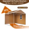 Heavy Duty Storage Shed With Windows, Lockable Door & Ventilation, Weatherproof Outdoor Garden Shed For Backyard - Brown - Image 10