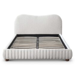 Norme - Queen Size Upholstered Low Profile Platform Bed - Cream