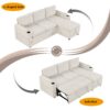Convertible L Shaped Sofa Couch With Storage, Cup Holders, USB Ports - Beige - Image 5