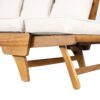 Outdoor Patio Daybed Sofa, 3 Seat Sofa With Foldable Arm 4 Back Pillows - Teak / Beige - Image 22