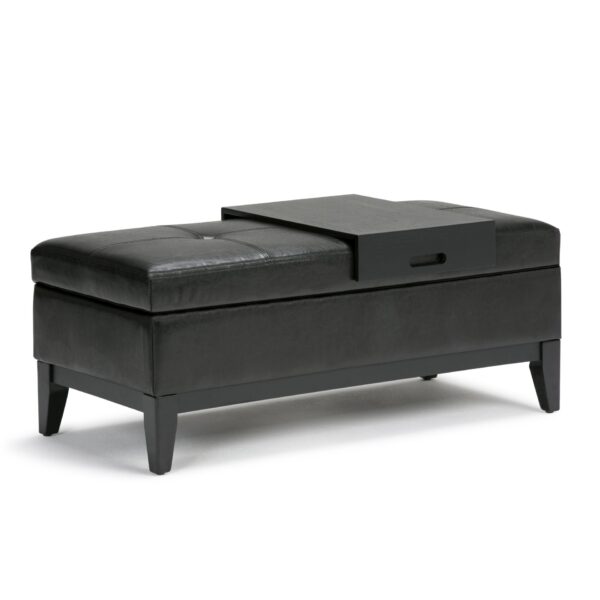 Oregon - Storage Ottoman Bench With Tray - Midnight Black