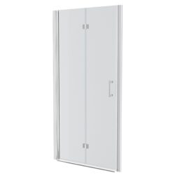 Bi Fold Frameless Shower Door With Tempered Glass - Chrome