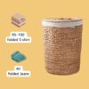 Ludmilla - Round Tall Water Hyacinth Woven Wicker Laundry Hamper With Lid For Clothes Canvas Toys And Book Storage With Removable Liner - Natural / Light Brown - Image 7