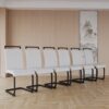 Modern Dining Chairs With High Back Upholstered Design Metal Legs, (Set of 4) - White - Image 12