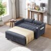 Convertible Sofa Bed Loveseat Sofa With Three USB Ports, Two Side Pockets, Two Cup Holders And 360° swivel Phone Holder For Living Room - Blue Gray - Image 12