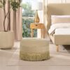 Yolanda - Round Upholstered Accent Ottoman - Fawn Brown - Image 4