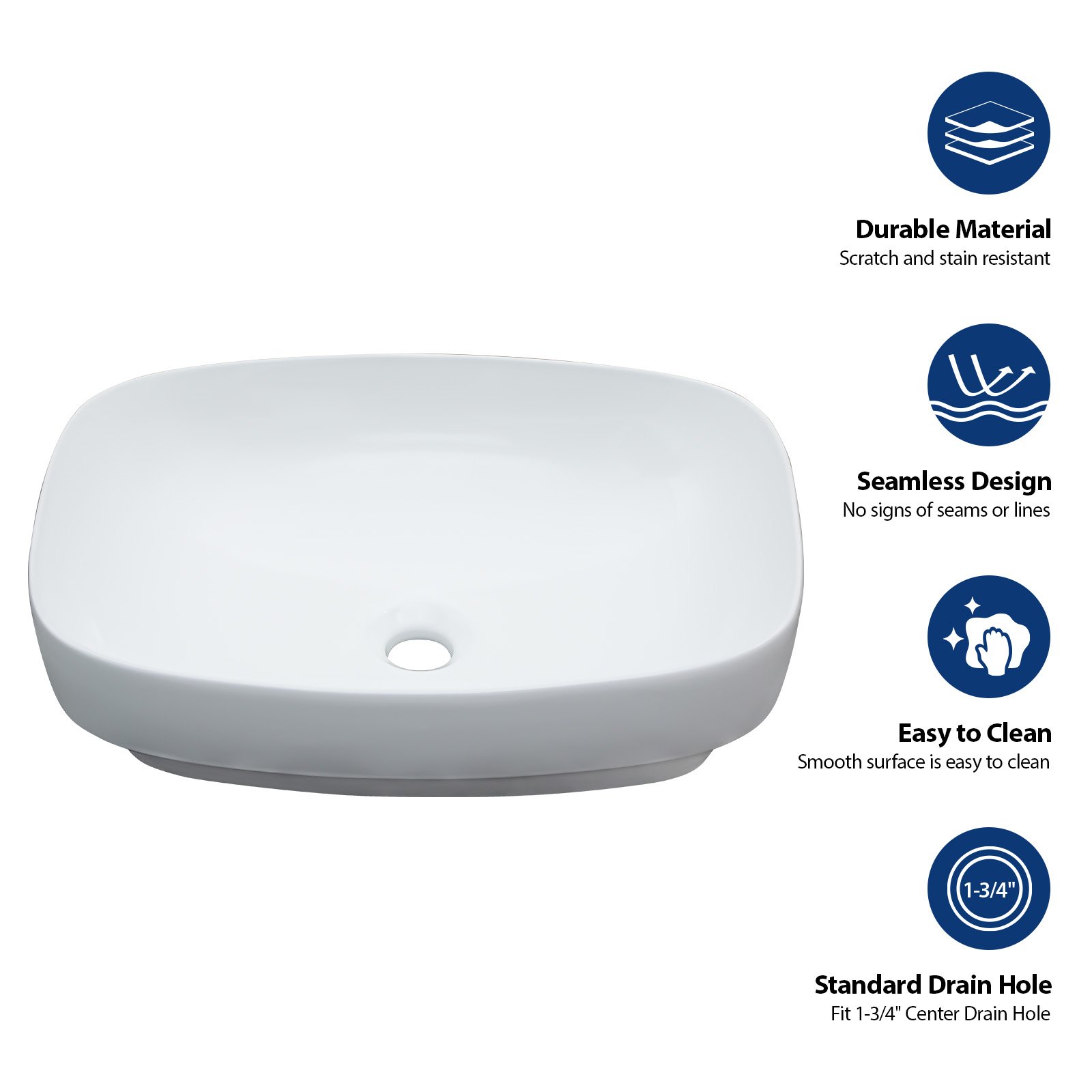 Modern Semi Recessed Ceramic Bathroom Sink With Vessel Design - White - Image 6