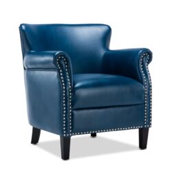 Holly - Club Chair Upholstered With Nailhead Trim - Navy Blue