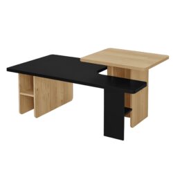 Nesting Coffee Tables Farmhouse, Rectangle Coffee Table Living Room Sofa Side Table For Living Room (Set of 2) - Black