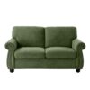 Soft Loveseat, Upholstered 2 Seater Couch, Loose Back Cushions And Turned Legs - Green - Image 10