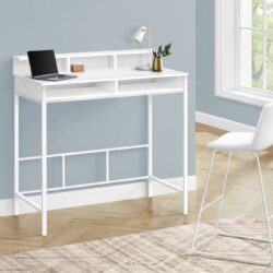Computer Desk, Home Office, Standing, Storage Shelves, Laptop, Contemporary & Modern - White