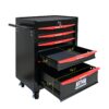 Rolling Metal Tool Chest With 6 Drawers, 20" Steel Storage Cabinet With Ball Bearing Slides - Black / Red - Image 9
