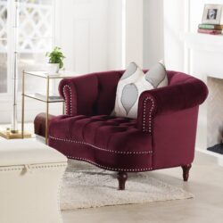 La Rosa - Victorian Tufted Upholstered Accent Chair - Burgundy