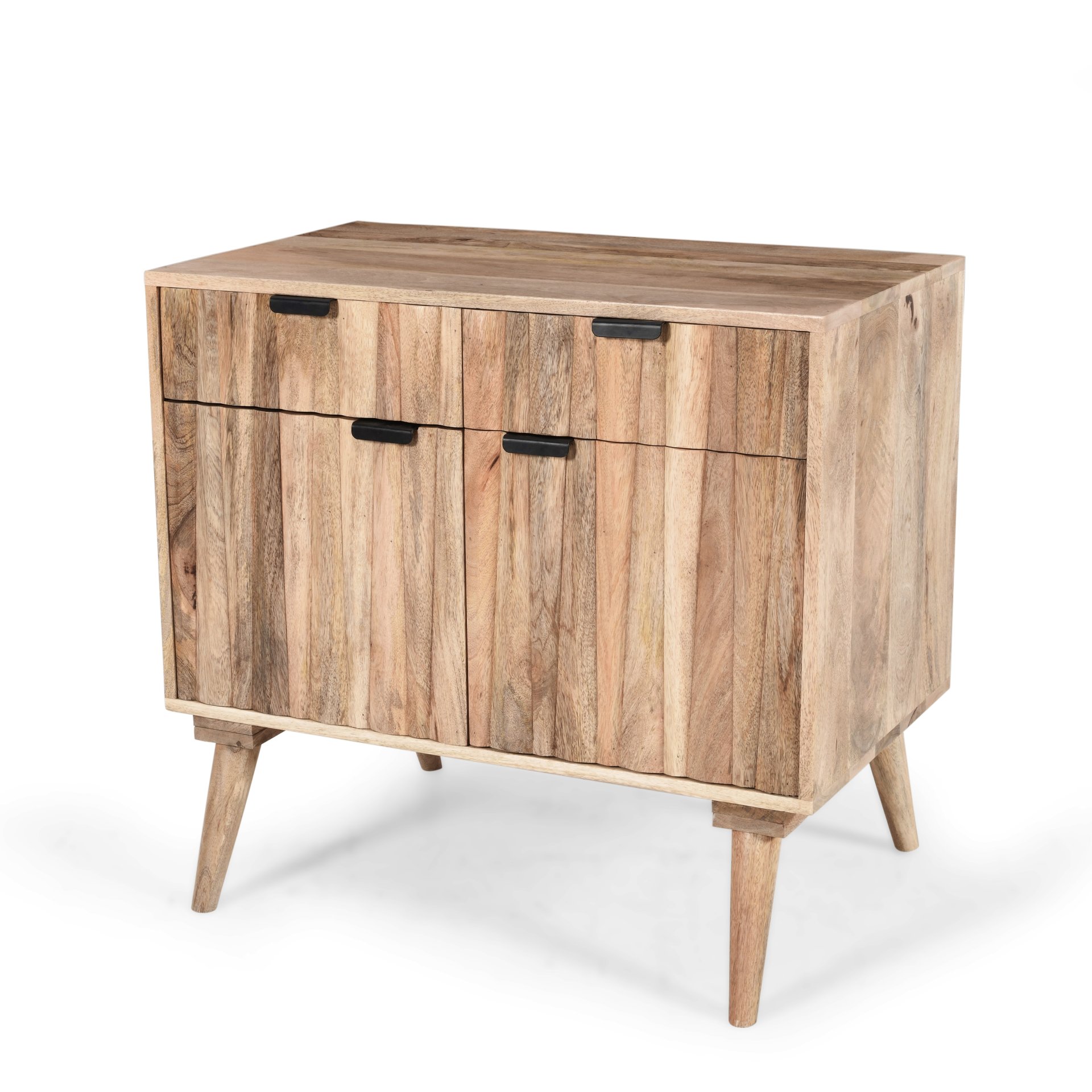 Stylish Style 2 Drawer 2 Door Cabinet, Mango Wood - Natural - Image 5