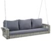3 Person Porch Swing With Chains, Large Patio Swing Bench With Cushions For Backyard, Garden, And Poolside - Gray - Image 11