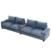 Modern 4 Seater Corduroy Sofa Couch With USB Ports, Hidden Storage, Flip Top Cup Holders - Blue - Image 7