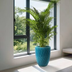 Ceramic Flowerpot, Planter For Patio, Garden Or Windowsill - Cyan