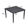 Outdoor Patio Square Dining Table With Tapered Feet & Umbrella Hole - Ember Black - Image 3