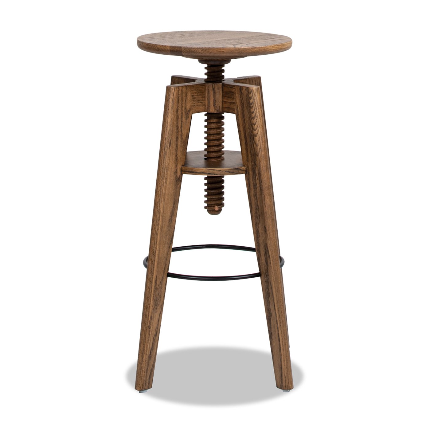 Spencer - Minimalist Oak Adjustable Bar Counter Stool - Walnut Brown Oak - Image 4